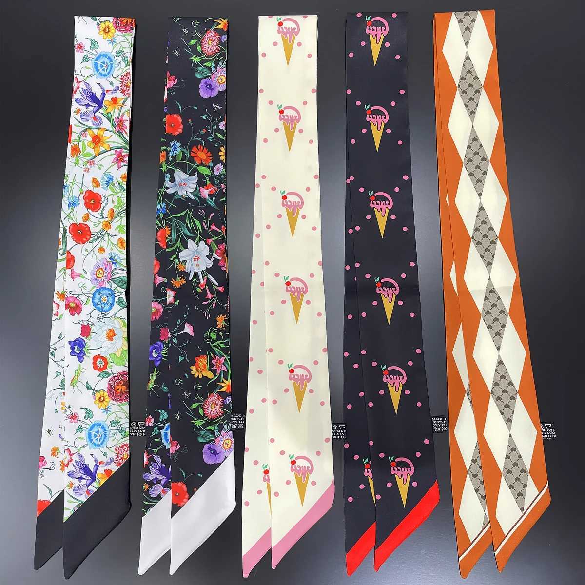 2024 New Design Small Flower Brand Silk Scarf Luxury Scarf Wen Foard Skinny Bag Scarves Neckerchief Fashion Hair band X260328