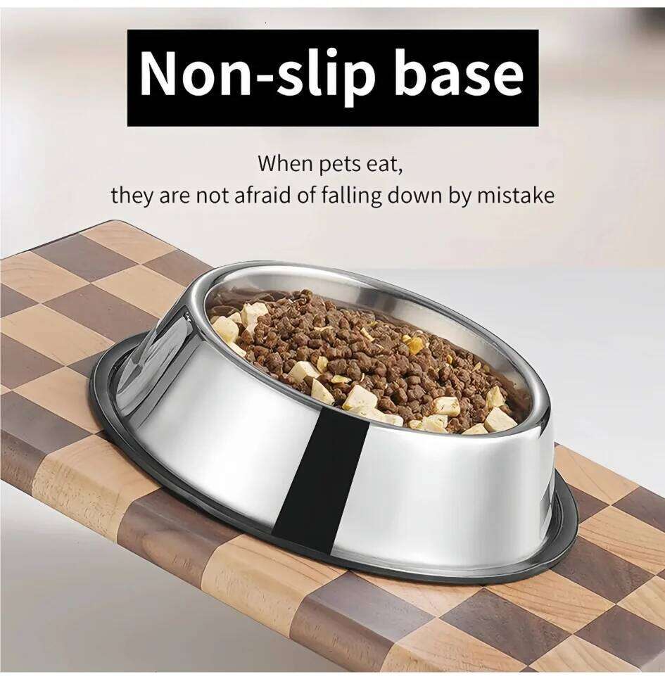 FGG Stainless Steel Pet Feeding Cat and Dog Drinking Metal Feeder Bowl Durable Easy To Clean 6 Sizes 26W0330
