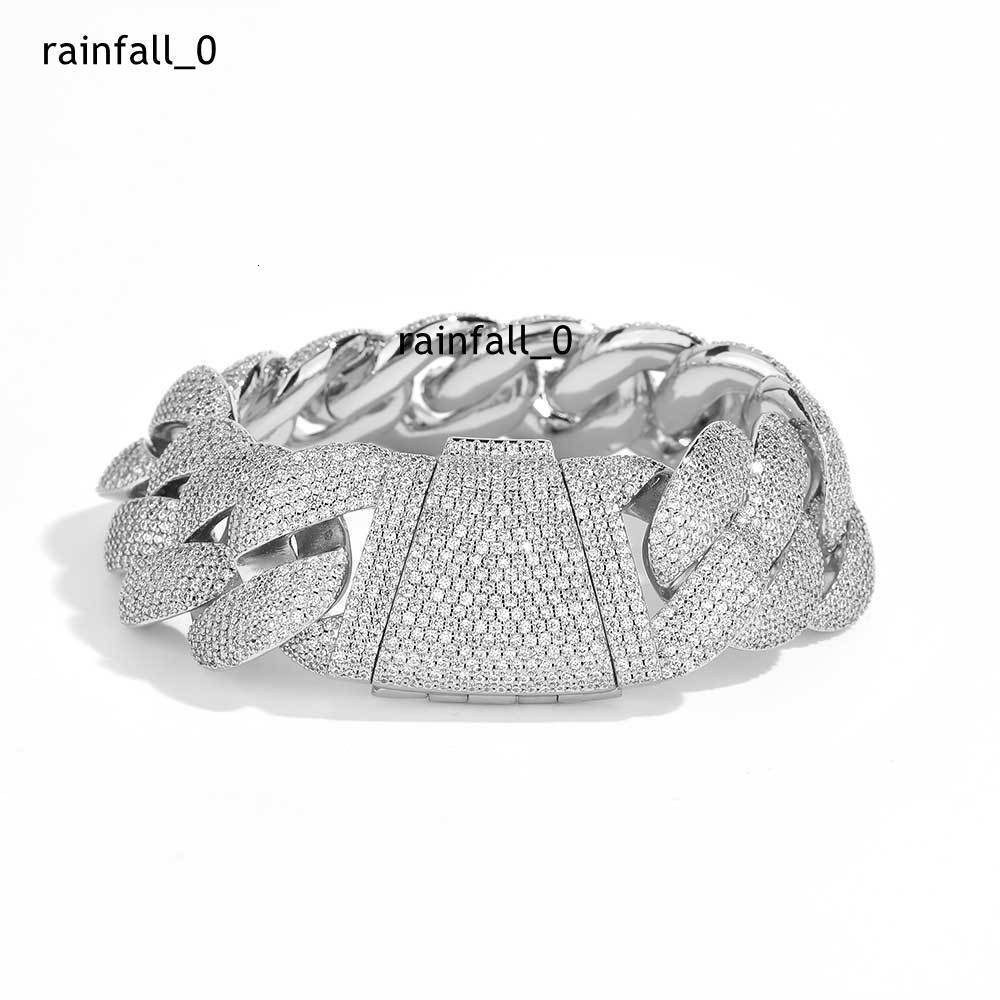 Manufacture Fine Luxury 925 Sterling Silver Chain Link Bracelet Moissanite 23mm Fine Jewelry Women Men Hip Hop Cuban Bracelets