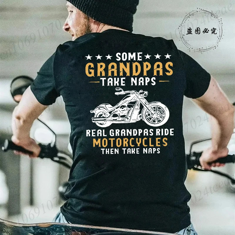 Mens TShirt Motorcycle Motorbike Casual Round Neck Top Tee GRANDPAS RIDE MOTORCYCLES Print Tshirt Graphic for Men 260312