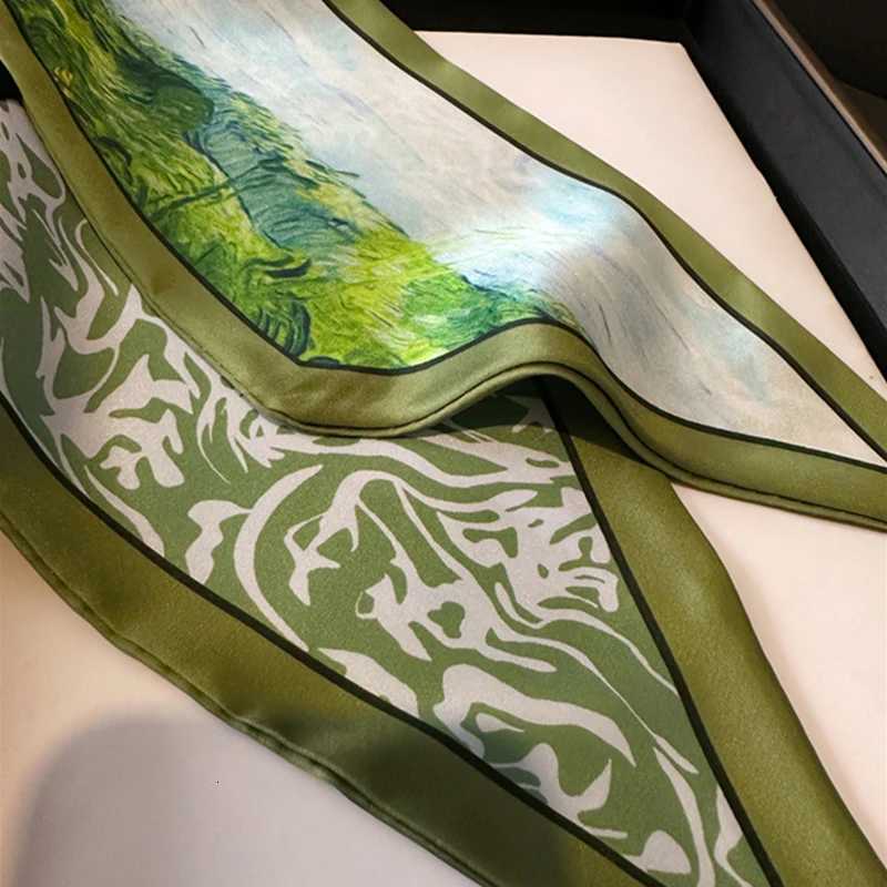 Green Woman Skinny Silk Scarf 147x14cm Long Hair Strip Silk Ribbon Small Neck Scarves Bag Handle Ribbon Kerchief Ladies Tie Z260330