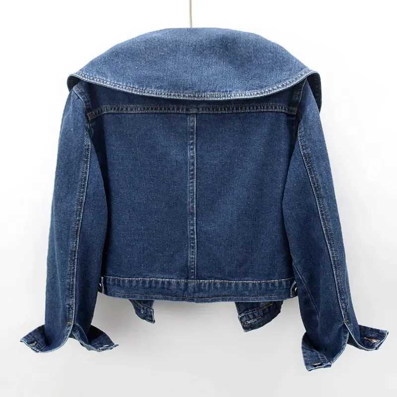 Female Long Sleeves Short Jeans Coat Spring Autumn Ladies Baby Collar Cowboy Jacket European Women Fashion Casual Denim OutwearT260328