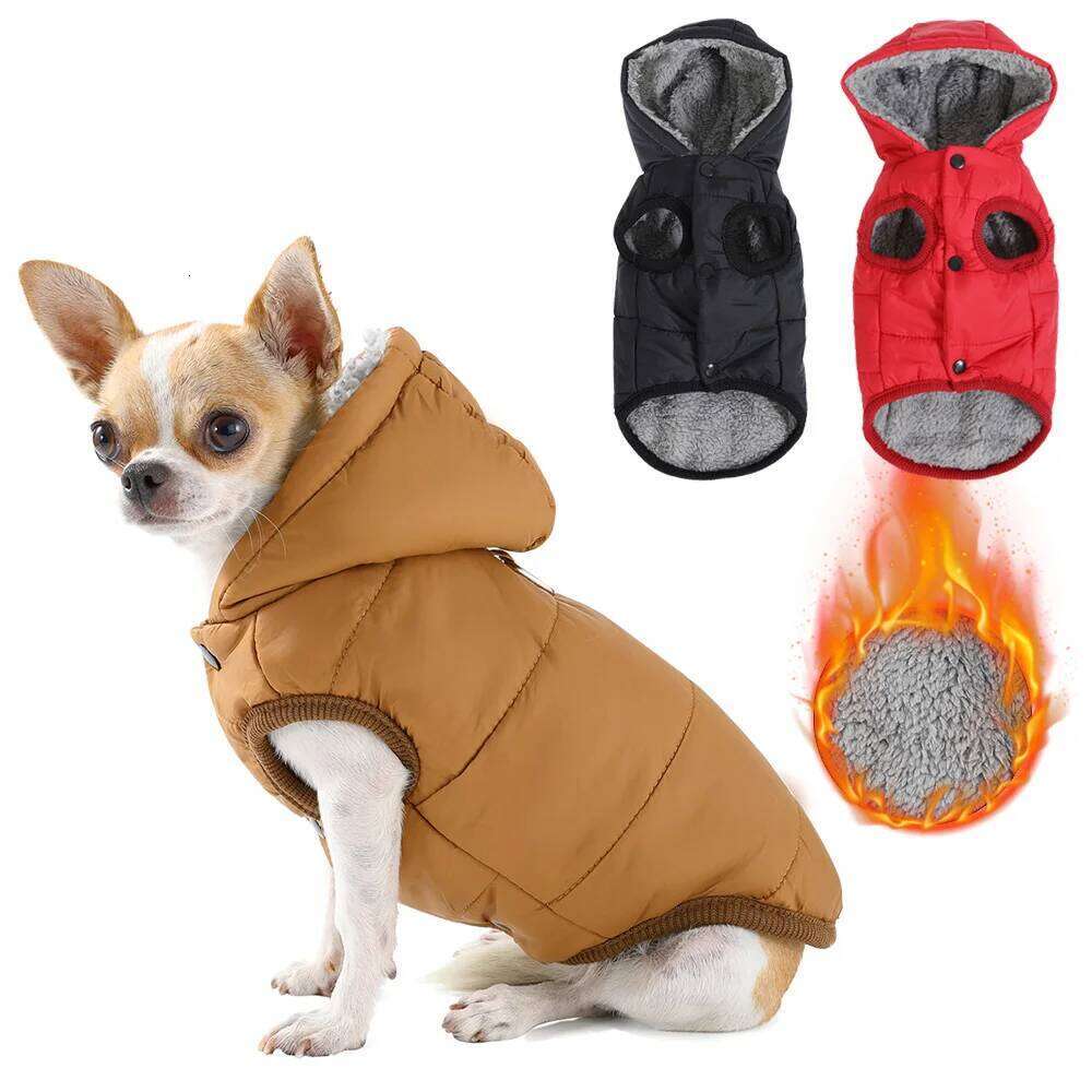 Camping Hiking Jacket For Small Medium Dogs Cats Winter Outdoor Puppy Coat Waterproof Hooded Clothes with D-ring Bulldog Outfits