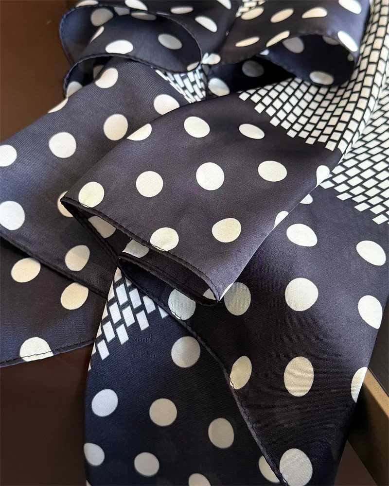 7070cm Womens Square Silk Scarf Soft Satin Polka Dot Wrap Foulard Lady Neckerchief Bandannas Hair Skinny Tie Hijab Shawls Z260330