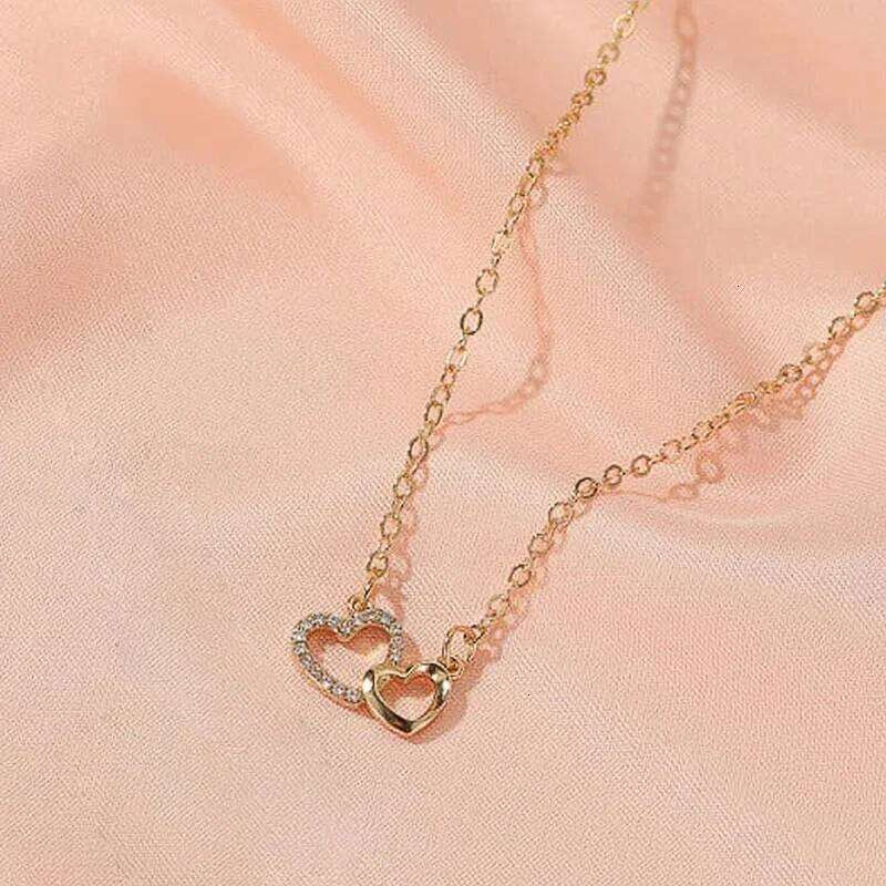 Heart Double Pendant Necklace Fashion Jewellery Finery Accessories Exquisite Zirconia Charming Love Pendant Elegant Gift for Women