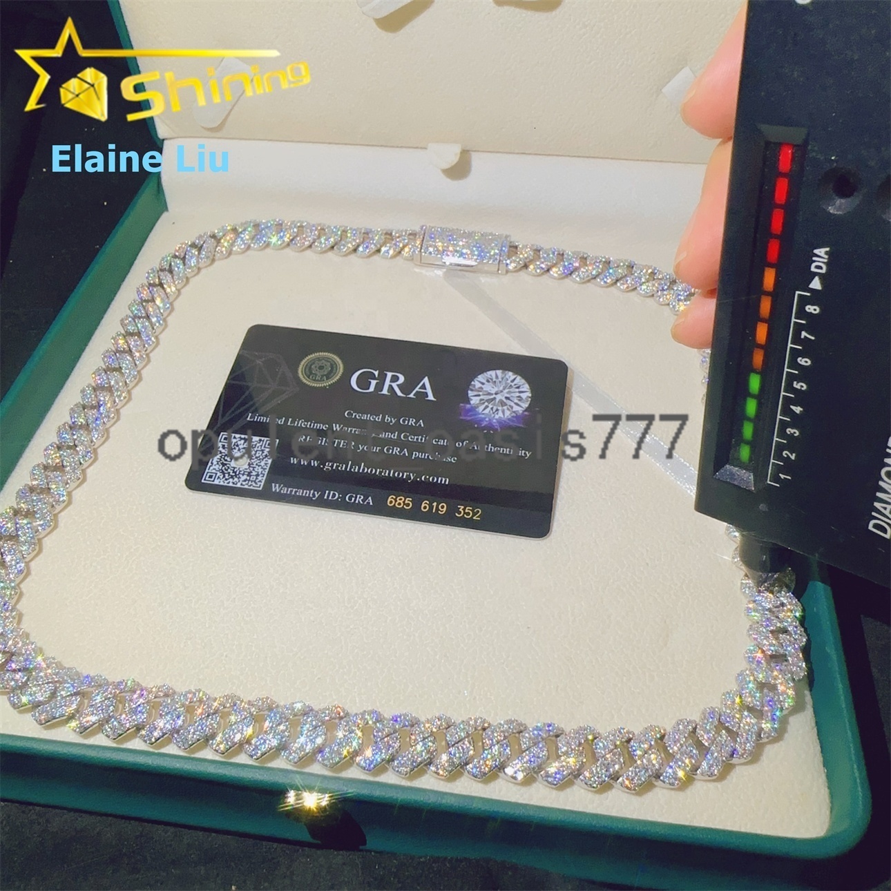 12MM Hip Hop Fine Jewelry Sterling Silver 925 Iced Out Custom VVS Moissanite Diamond Necklace Miami Cuban Link Chain