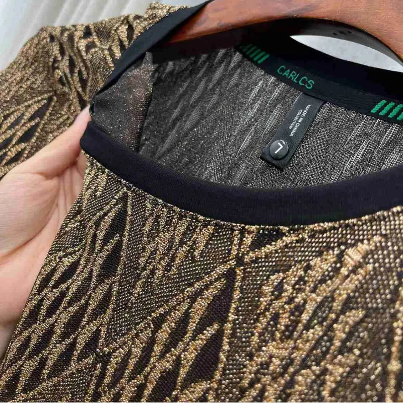 Summer Ice Shreds Quick Drying Ventilation Short Sleeve Men Hollow Net Yarn Printing Loose Round Neck All-match T-shirt 260327
