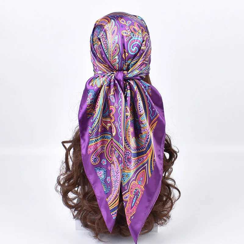 High Quality Silk Scarves Wen Square Satin Hijab Scarf Plain Handkerchief Shawls Wraps Fem band Islamic Band X260328