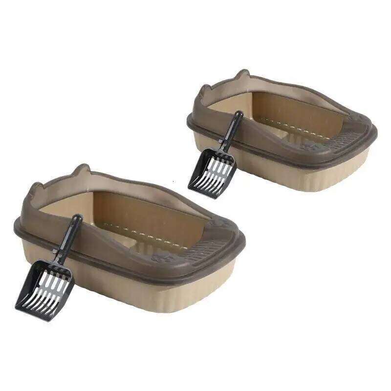 Box Thickening Kitty Sandbox Semi-enclosed High Side Splashproof Pet Bedpans with Litter Scoop Cleaning Cat Supplies