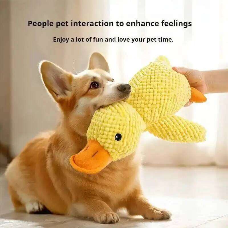 Plush Dog Calming Companion Sleeping Duck Toys Durable Squeaky for Puppy Teeth Cleaning Chew Pet Toy