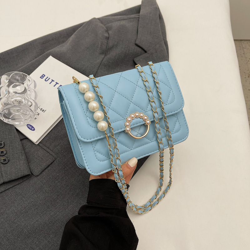 Free Shipping High Value Summer mini 2026 new trendy pearl chain bag for women, versatile white shoulder crossbody bag, cross-border