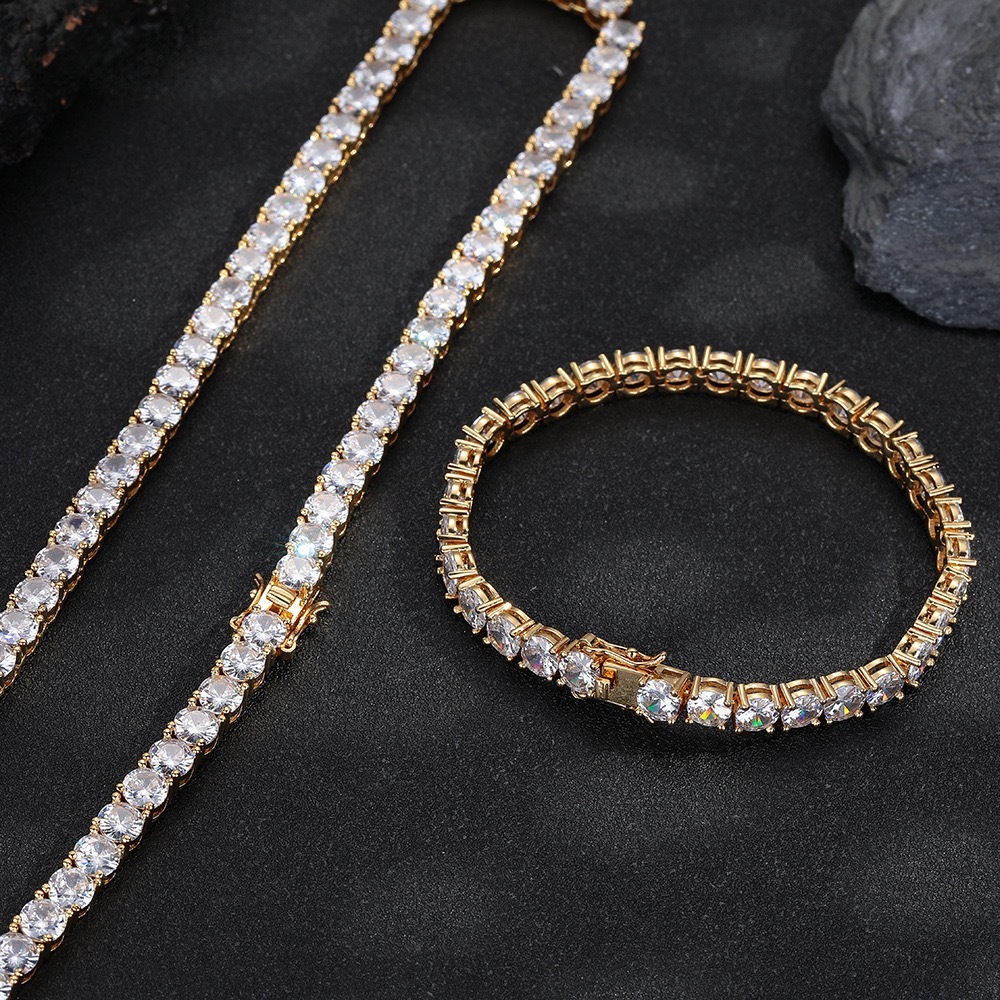 D color VVS moissanite diamond tennis chain necklace dropshipping 3mm 4mm 5mm 925 silver fine jewelry for men and women