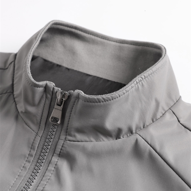 Mens Spring and Autumn Thin Casual Jacket Solid Color Stand Collar Cardigan Jacket Mens Outdoor Sports Casual Versatile Top 260327
