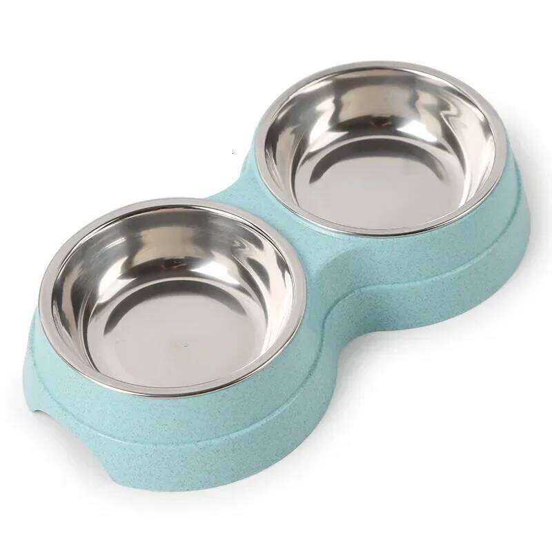 Double Bowls Food Water Stainless Steel Pet Drinking Dish Feeder Cat Puppy Feeding Supplies Small Dog Accessories 26W0330