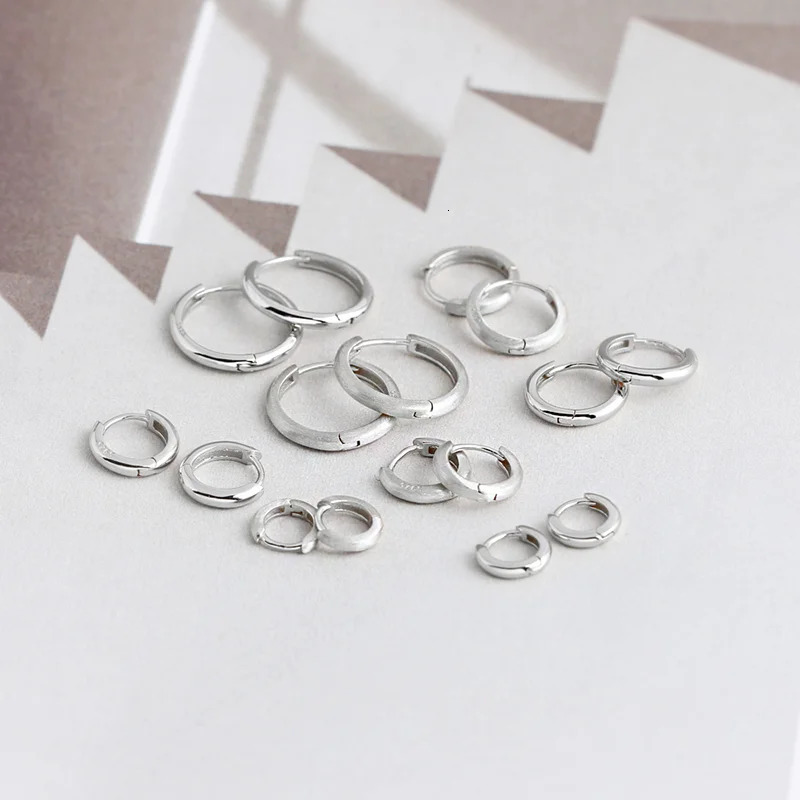 WANTME 925 Sterling Silver Simple Matte Bohemian Round Ear Buckle for Women Punk Unisex Rock Hoop Earring Jewelry Accessories 260323