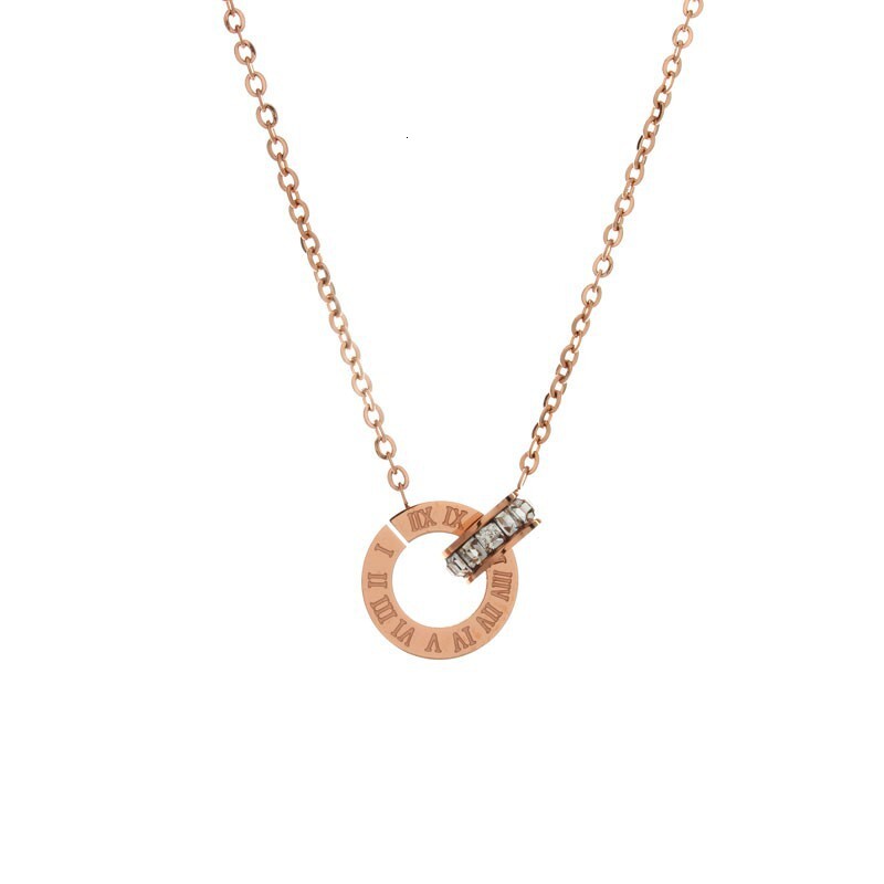Designer luxury Roman Double Ring Necklace for Women Summer Light Luxury Niche Clavicle Chain Design Sense Number Pendant Choker New Titanium Steel Ne