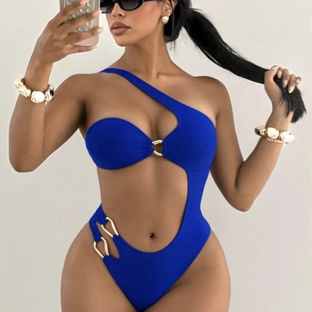 Free Shipping High Value 2026 European and American new style one-piece strapless bikini solid color sexy backless cross-border swimwear