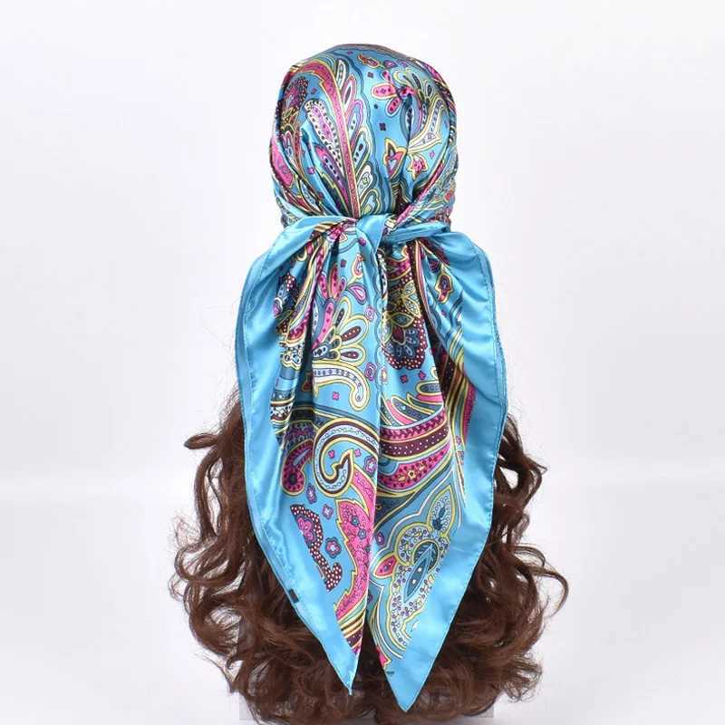High Quality Silk Scarves Wen Square Satin Hijab Scarf Plain Handkerchief Shawls Wraps Fem band Islamic Band X260328