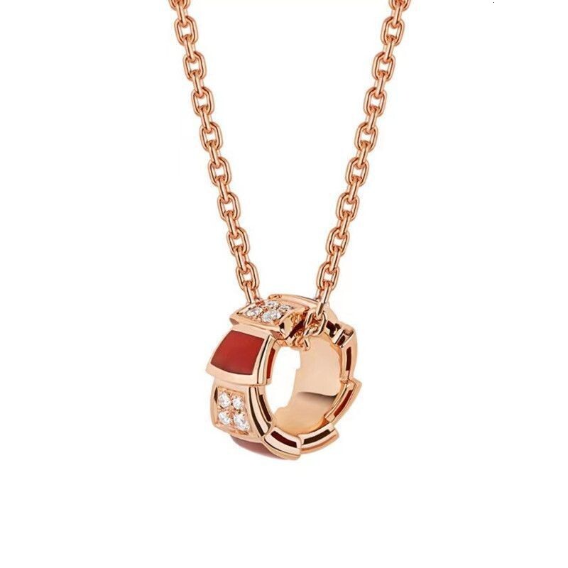 Necklace Gold Plated Full Diamond Natural Mother-Of-Pearl Snake Bone Necklace For Women Elegant Fashion Versatile Snake-Shaped Collarbone Chain Neckla