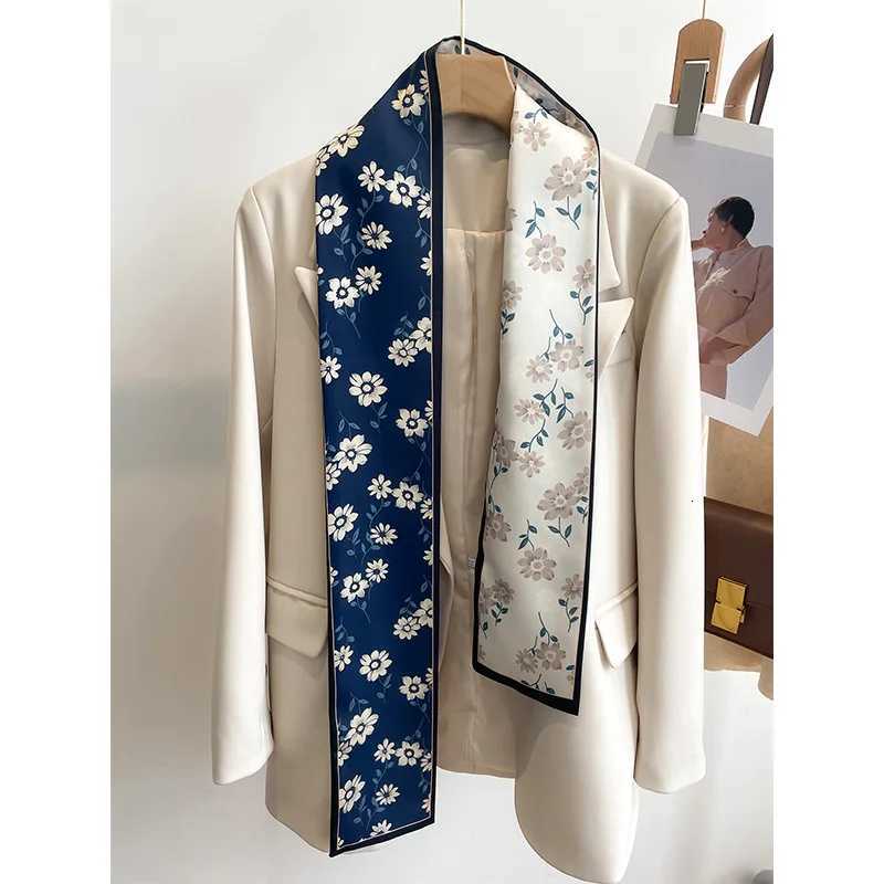 Fashion New Small Silk Scarf Women Tie Bag Headband Flower Printing Hairband Korean Style Neckerchief Ribbon Luxury Brand Z260330