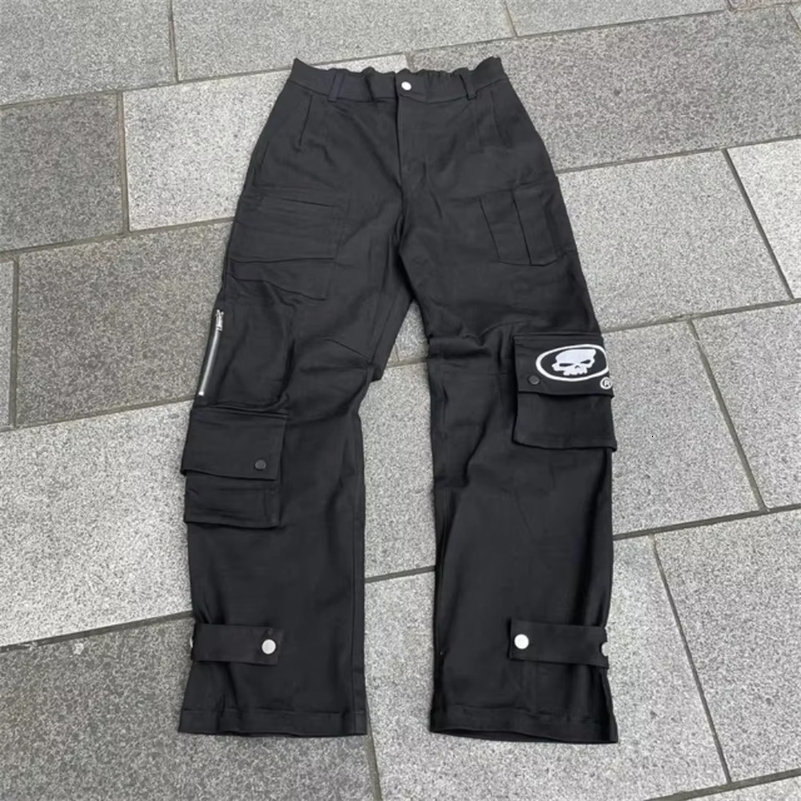 Street Fashion Trend Skull Embroidered Jeans Women Harajuku Y2K Hip Hop Joker Straight Wide-leg Pants Couple Casual Jeans 260327