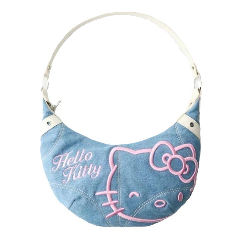 2026 new denim embroidered armpit bag women's crossbody bag summer new horn bag women's luxury handbag designer bag shoulder bag