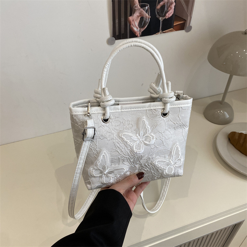 Free Shipping High Value Mini Tote Bag for Women Lace Butterfly Embellished Handbag