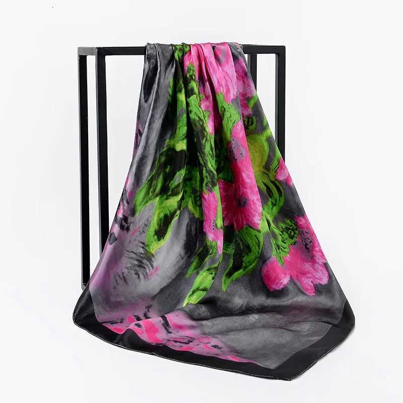 90cm Square Shawls Women Hijab Scarf For Hair Fashion Print Kerchief Neck Scarves Female Silk Satin Bag Scarfs For Ladies Banada Z260330