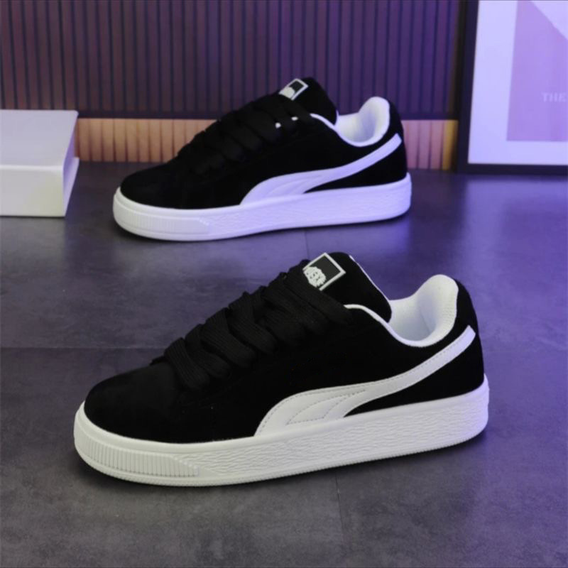 New suede thick soled low top sports shoes, classic lace up casual skateboarding shoes, thick soled suitable for streetwear and daily wear