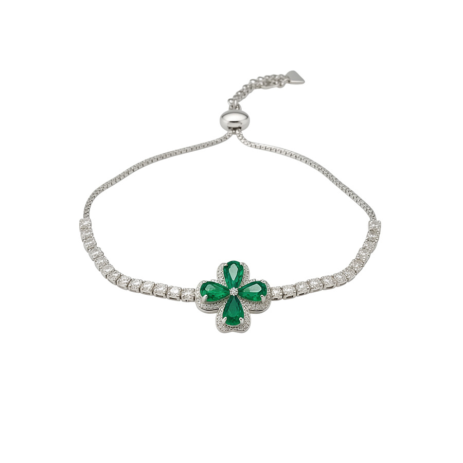 Women's Zircon Lucky Clover Flower Pull-Out Bracelet - Fashionable & Versatile Commuting Accessory - view 9