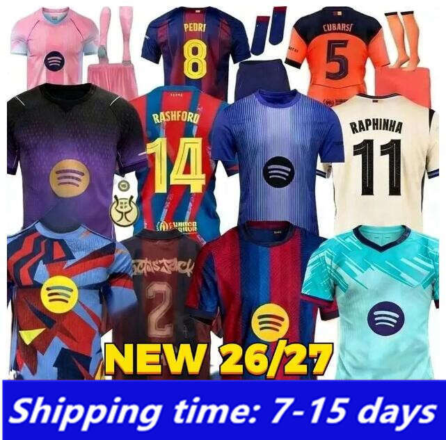 25 26 27 LAMINE YAMAL Lewandowski Soccer Jerseys Raphinha FERRAN 2026 Football Shirt F. DE JONG Men Women Kids Cactus Jack 2025 Rashford Joan Garcia 666
