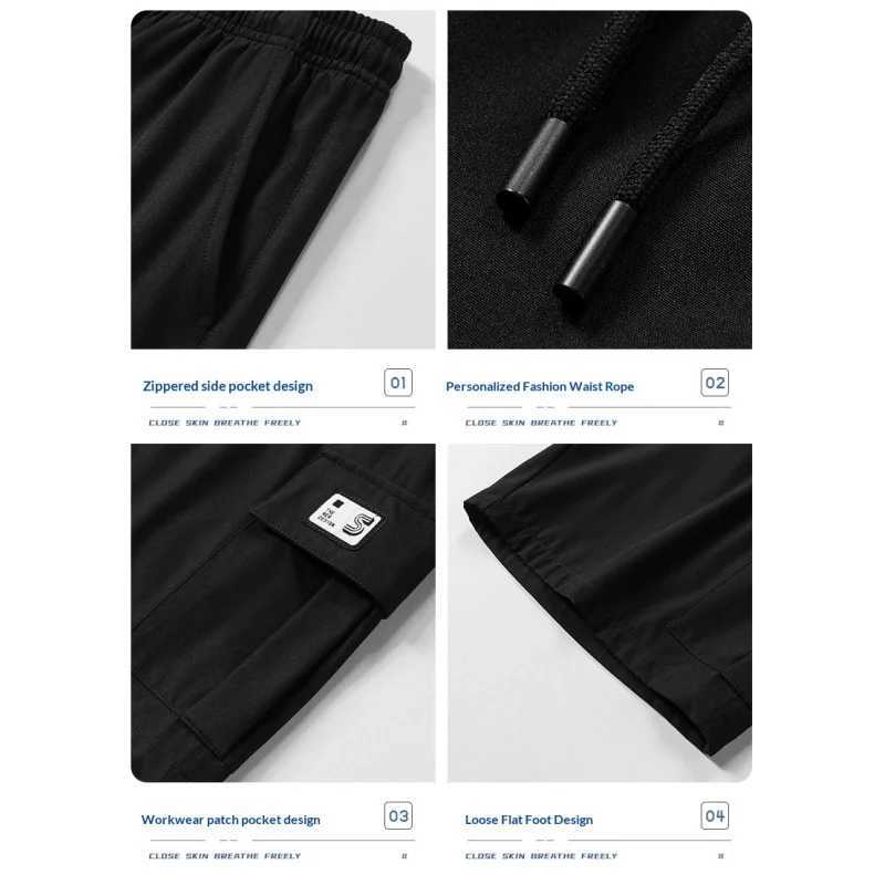 Mens Ice Silk Cargo Shorts Summer Loose Straight Knee Length Breathable Quick Dry Casual Sports Shorts Plus Size Multi Color Av Z260331