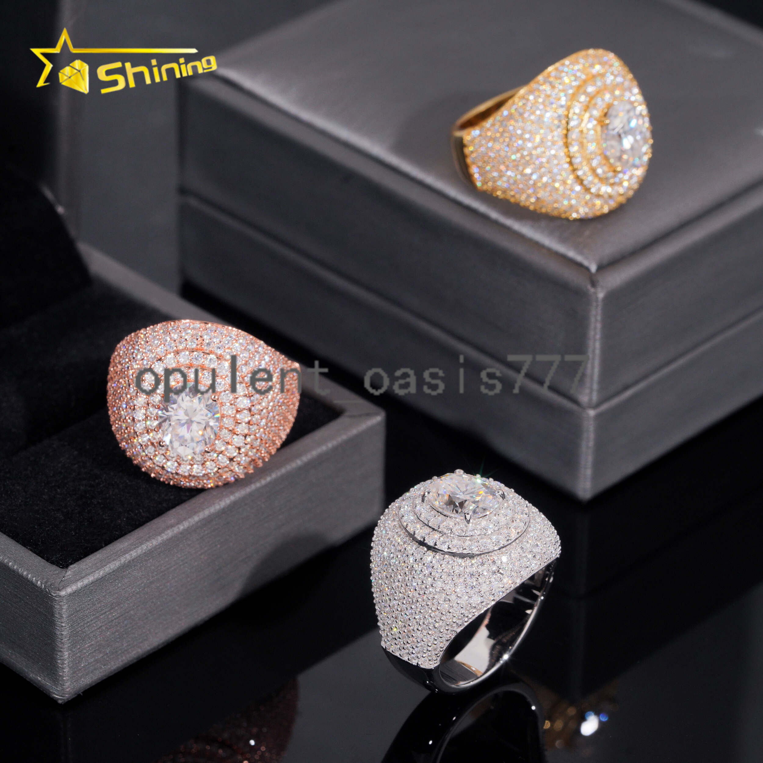 Pass Diamond Tester Hip Hop Jewelry 925 Sterling Silver Fully Iced VVS Diamond Custom Moissanite Iced Out Men Ring