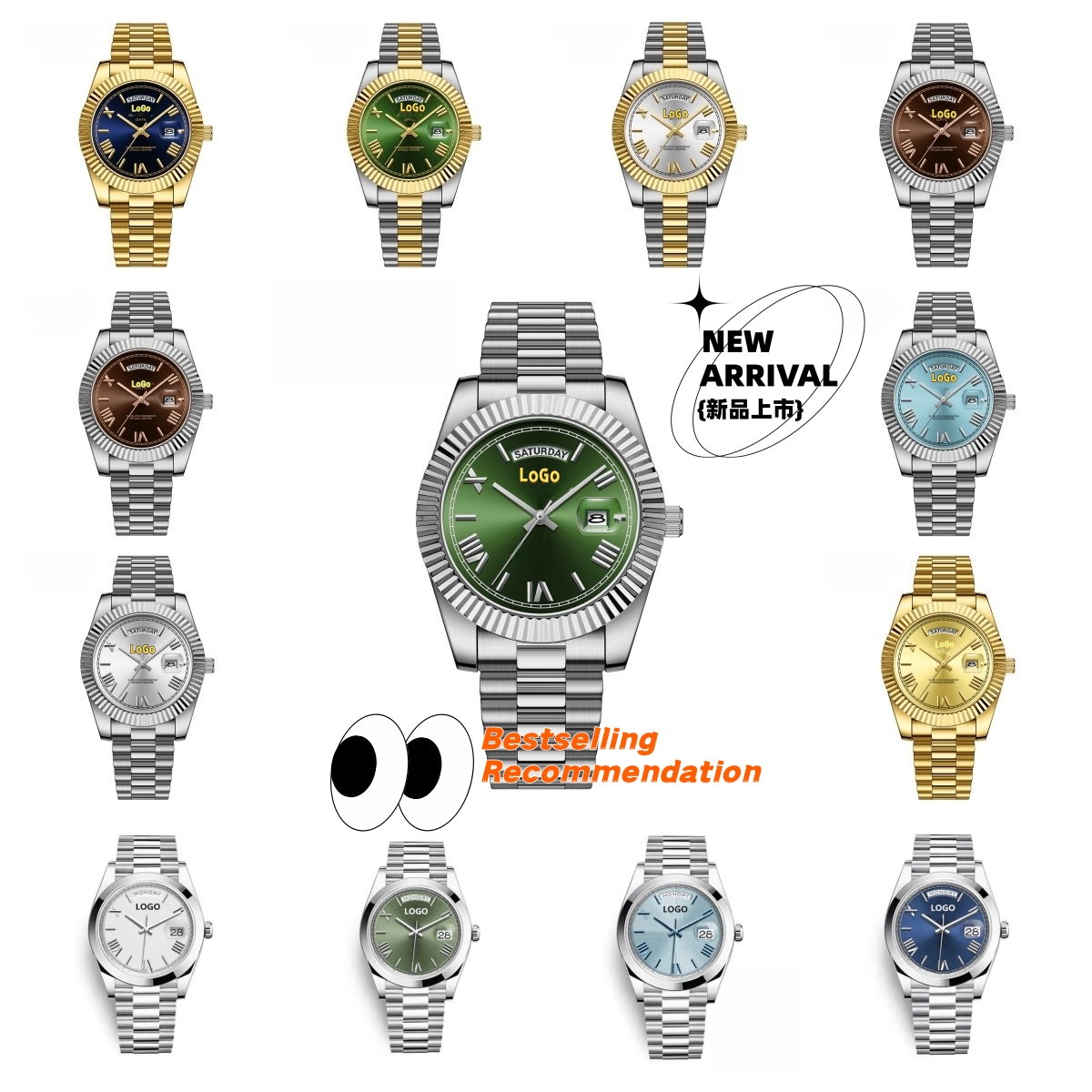 TOP AAA Luxury Men's Automatic Mechanical Watch, 40mm Waterproof Wristwatch with Week & Date Display, Premium Designer Dress Watch for Business, Casual & Daily Gifting