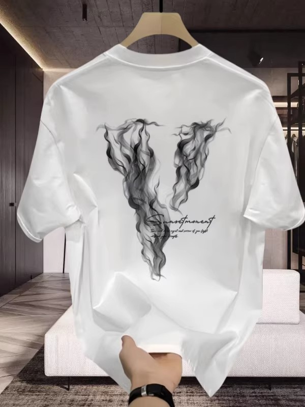 2026 New Arrivals Men's Streetwear T-Shirts | 100% Cotton Letter Graphic Crew Neck Stylish Oversized Summer Short Sleeve Tees
