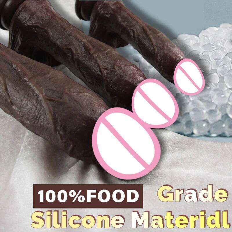 Simulated Black Lifelike Dildo Realistic Big Dick Cock Soft Silicone Penis Anal Plug Suction Cup Dildos For Women 26L0331