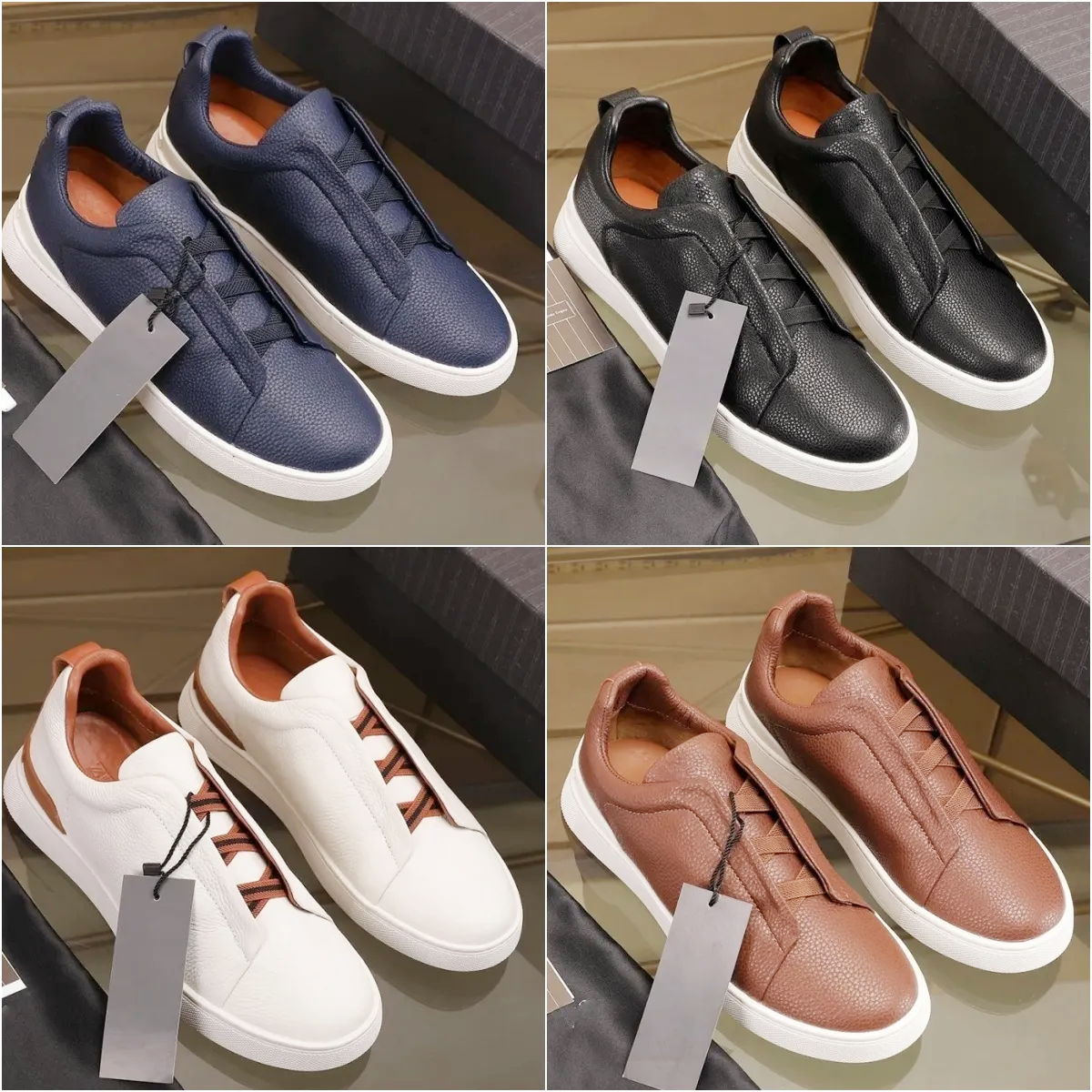 Triple stitch sneaker Designer Run man Luxury zegnsneakers Suede cowhide leather Casual shoe zegnmen trainer athletic outdoor football golf flat Business shoes