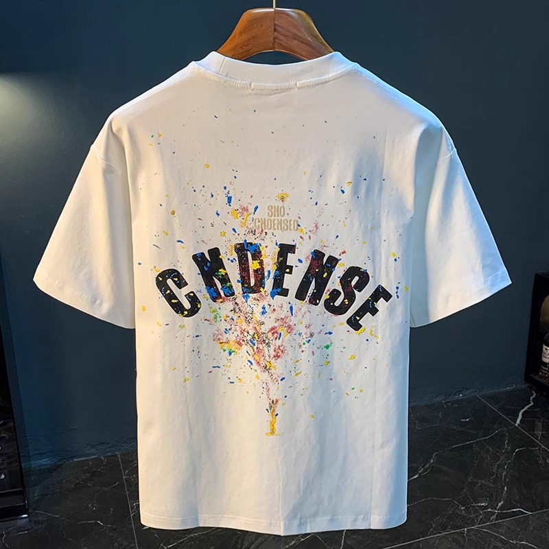 2026 Summer New Arrivals Men's Oversized T-Shirts | Lightweight Graffiti Print Paint-Splatter Casual Short Sleeve Tees