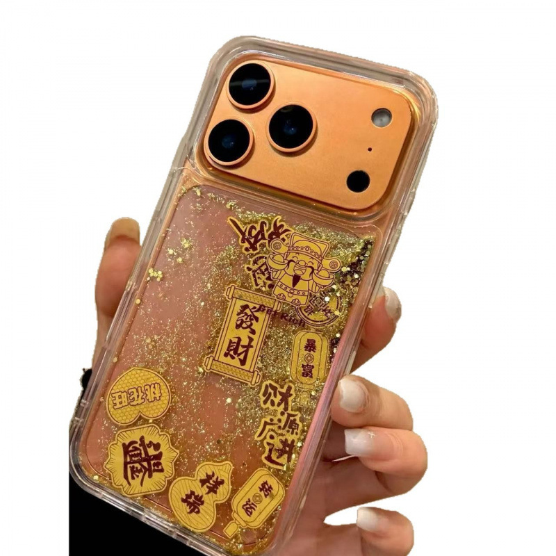 Quicksand gold foil God of Wealth is widely used iPhone Apple mobile phone case