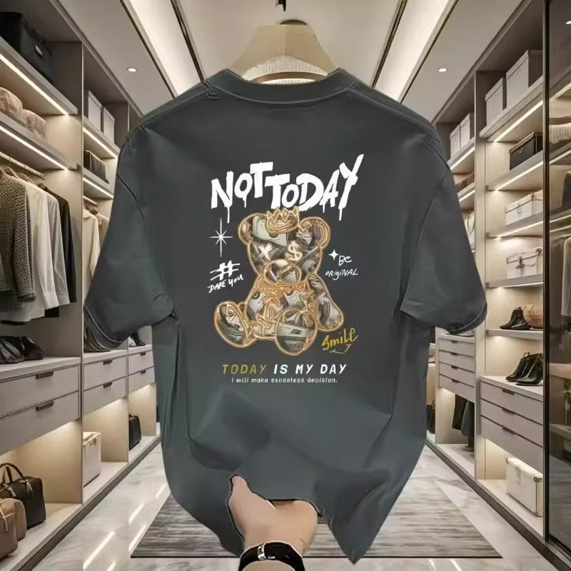 2026 Summer New Arrivals Men's European-Style T-Shirts | Trendy Bear Graphic Viral Premium Streetwear Short Sleeve Tops