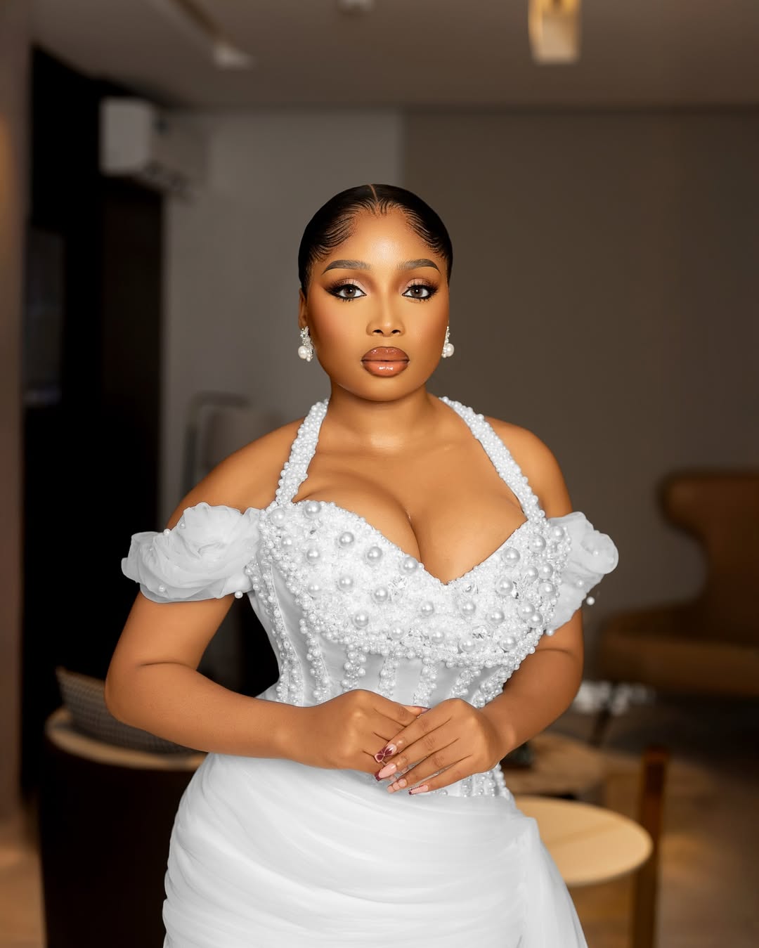 2026 Aso Ebi White Cocktail Dresses For Women Homecoming Dress Halter Tulle Sequined Lace Pearls Short Prom Dresses For Black Girls C506