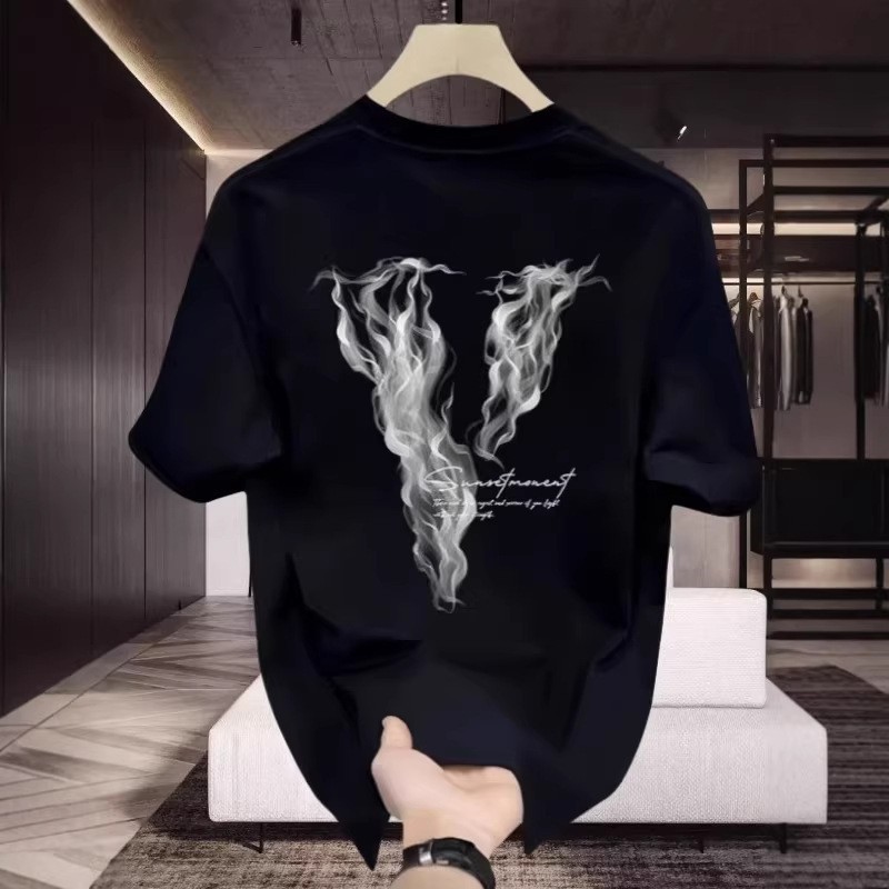 2026 New Arrivals Men's Streetwear T-Shirts | 100% Cotton Letter Graphic Crew Neck Stylish Oversized Summer Short Sleeve Tees