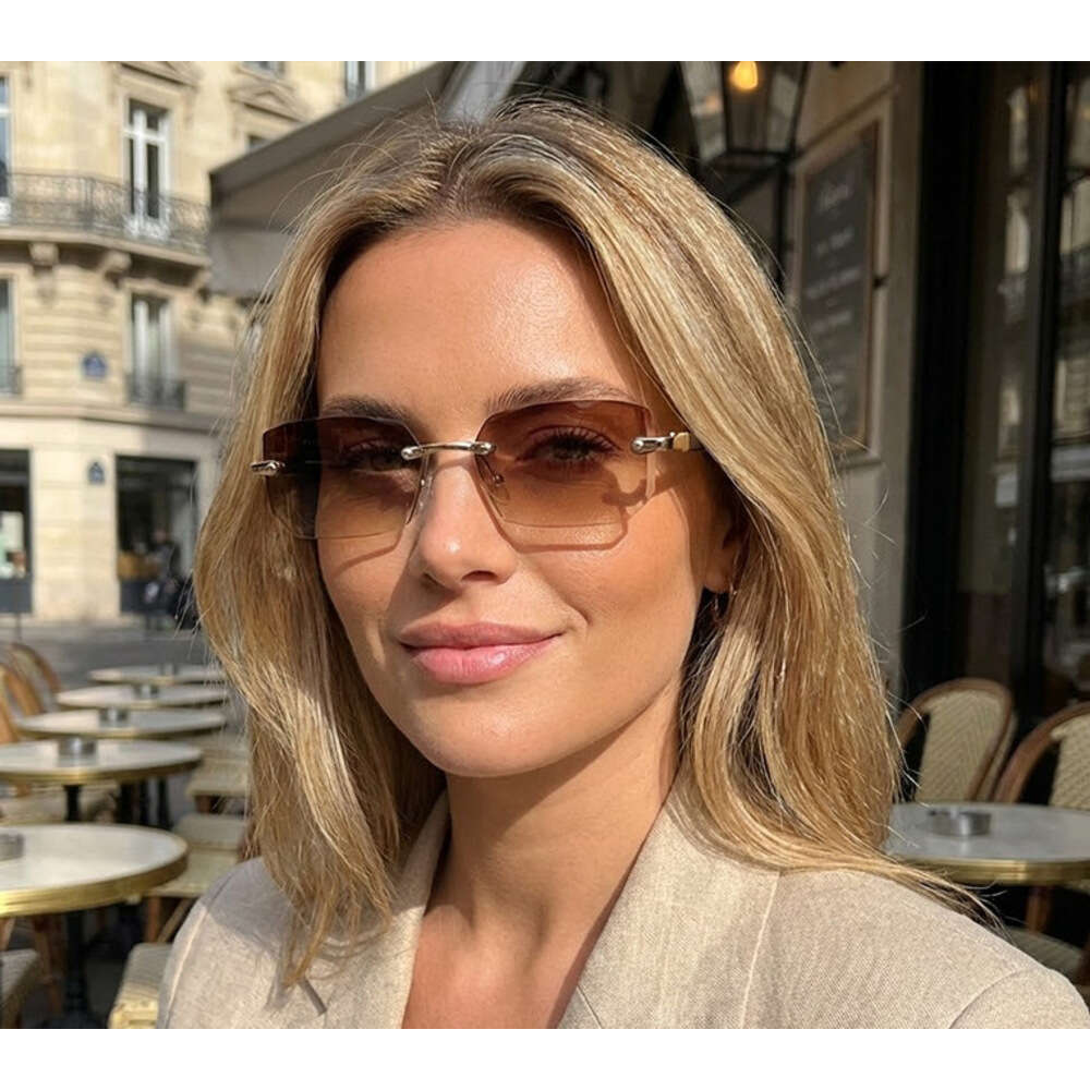 New Fashion Square Cut Edge European And American Trendy Personality Sun Protection Frameless Sunglasses Chunjinqiuli