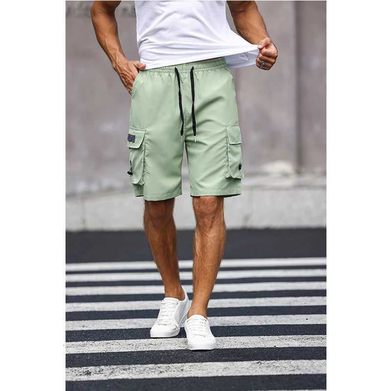 Mens Multicolor Drawstring Cargo Shorts Solid Color Pants with Pockets Casual Summer Shorts Z260331