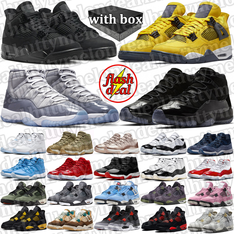 with box 4 11 basketball shoes men women 4s designer sneakers Black Cat Pure Money Military White Sail Red Thunder outdoor athletic sports shoes