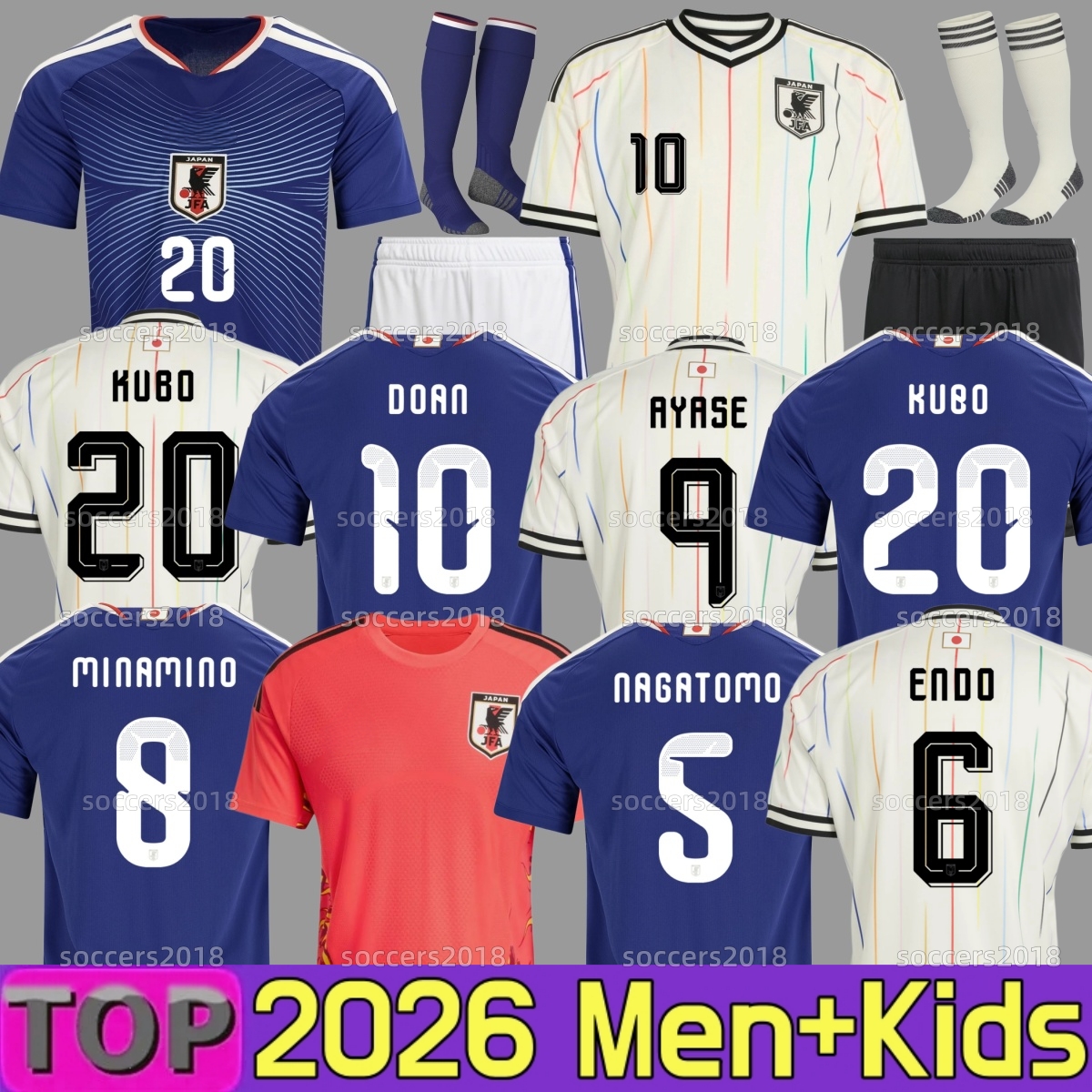 Japan 2026 World Cup DOAN Soccer Jerseys MINAMINO TOMIYASU LTO ENDO KAMADA TSUBASA 25 26 Home Men long Kids Kit Player Football Shirt ISAGI ATOM UEDA KUBO KAGAWA JOSELU