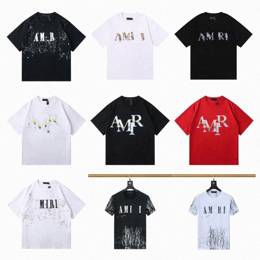 amirishrit Designer Mens t shirt Letter Printed Paint Cotton amira shirt Summer Short Sleeve Womens Fashion Casual Loose amirijeanes teK1MM#
