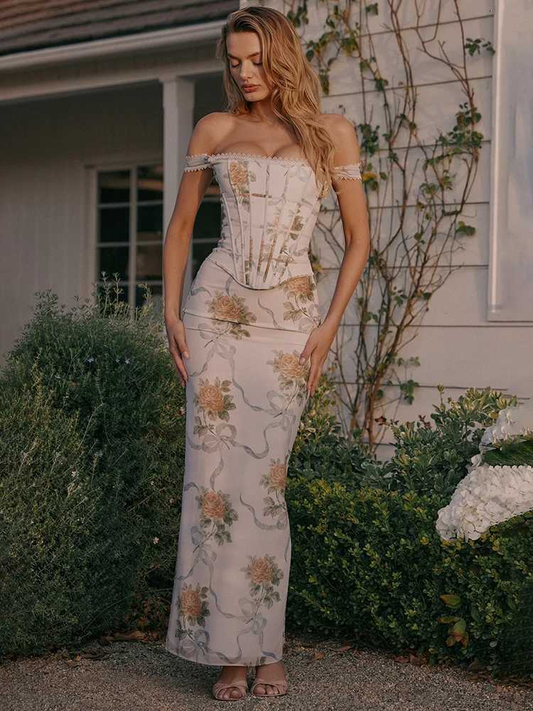 Mozision Vintage Print Sexy Maxi Dress Women Gown Summer Off-shoulder Sleeveless Backless Bodycon Club Party Long Dress Elegant C260331