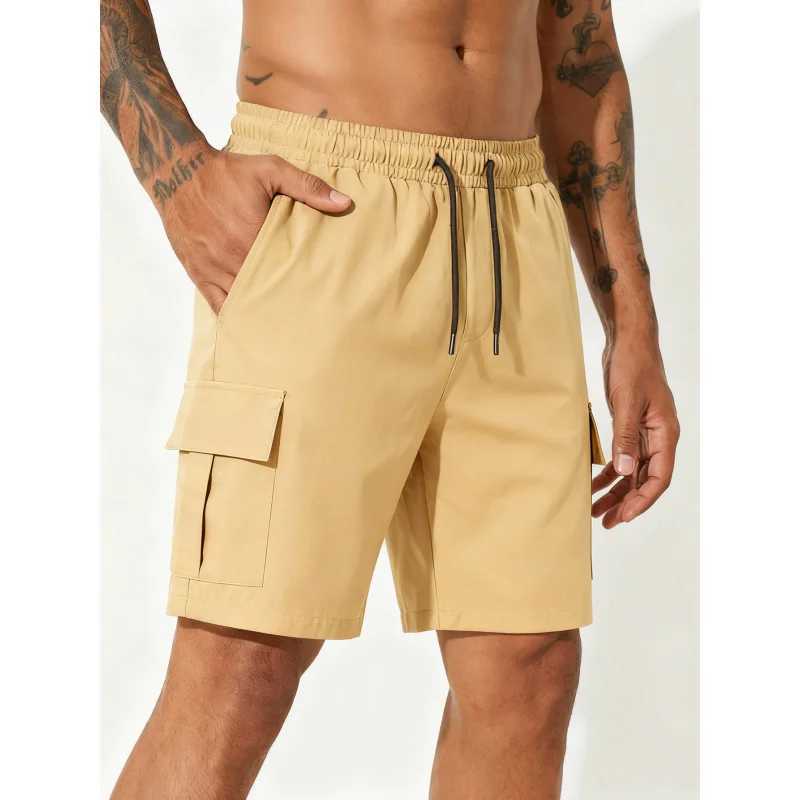 Mens Ice Silk Cargo Shorts Summer Loose Straight Knee Length Breathable Quick Dry Casual Sports Shorts Plus Size Multi Color Av Z260331