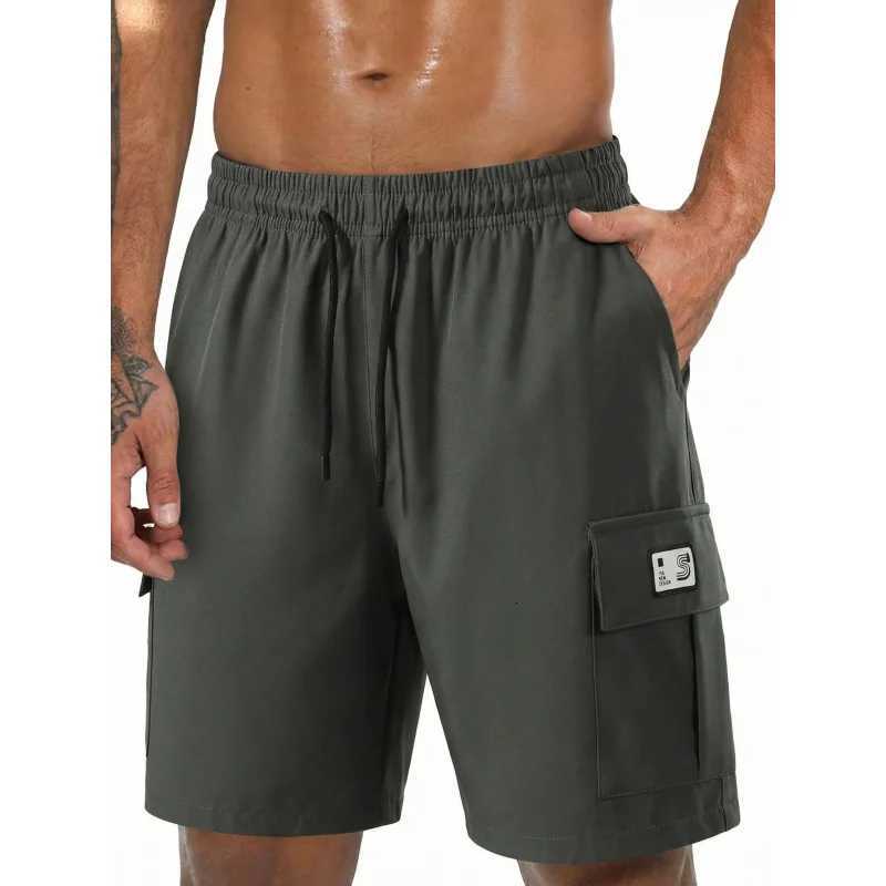 Mens Ice Silk Cargo Shorts Summer Loose Straight Knee Length Breathable Quick Dry Casual Sports Shorts Plus Size Multi Color Av Z260331